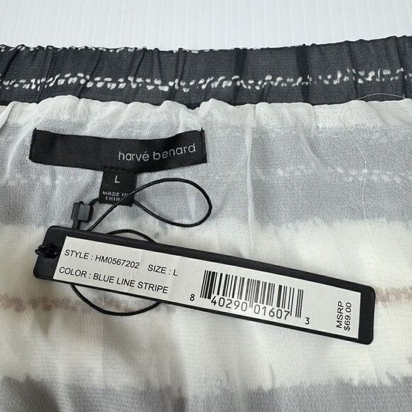 Harve Benard Large Blue Line Stripe Hi Lo Striped Pleated Skirt Boho NWT - Picture 3 of 6